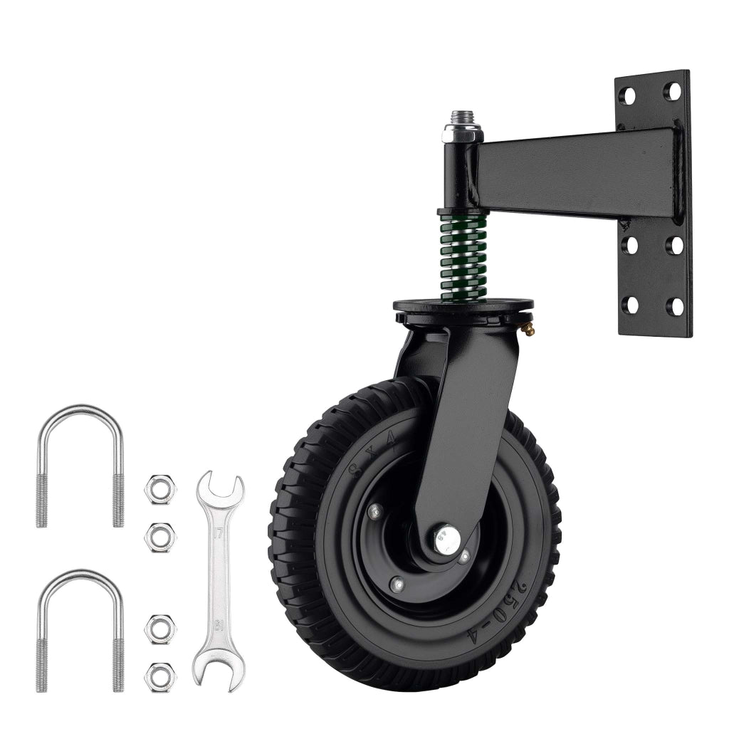 Ruota per cancello girevole a 360°, diametro 200 mm, portata max 275 kg, ruote per cancelli pesanti, in acciaio vernicato a polvere e gomma, per cancello scorrevole e da giardino