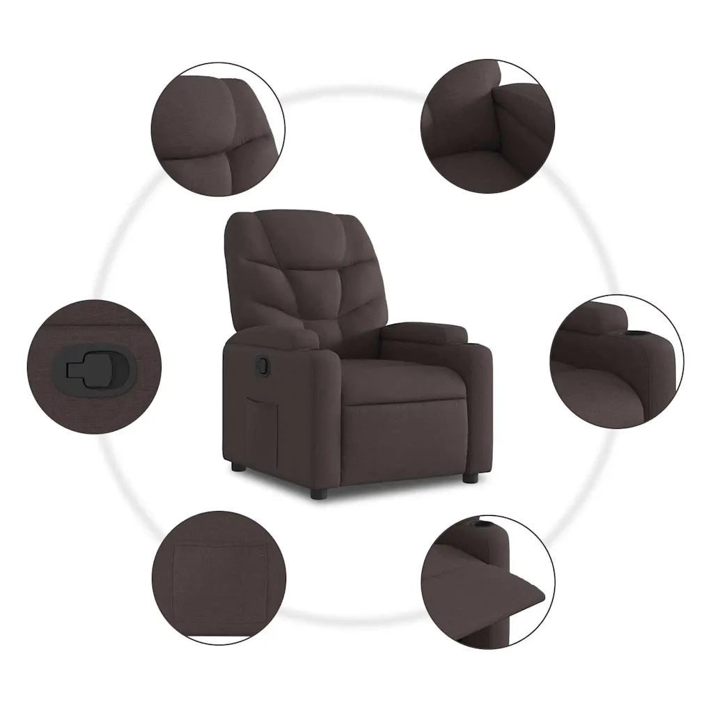 Poltrona | Sedia Relax Reclinabile Marrone Scuro in Tessuto