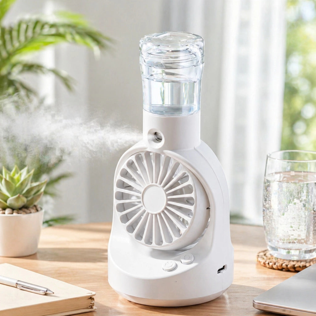 VENTILATORE PORTATILE CON SPRAY RICARICABILE USB MINI FAN UMIDIFICATORE AS-07116