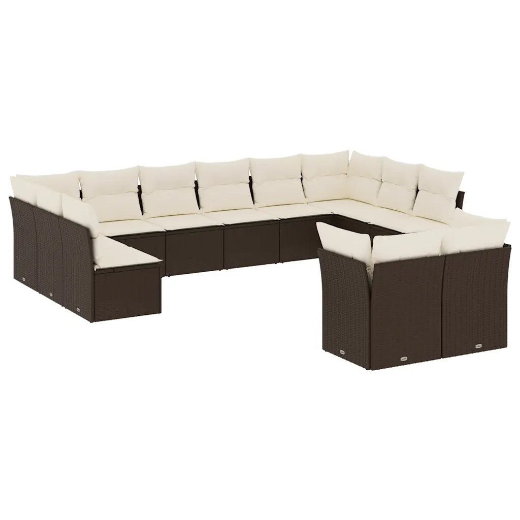 Set Divani da Giardino 12 pz con Cuscini Marrone in Polyrattan 3218433