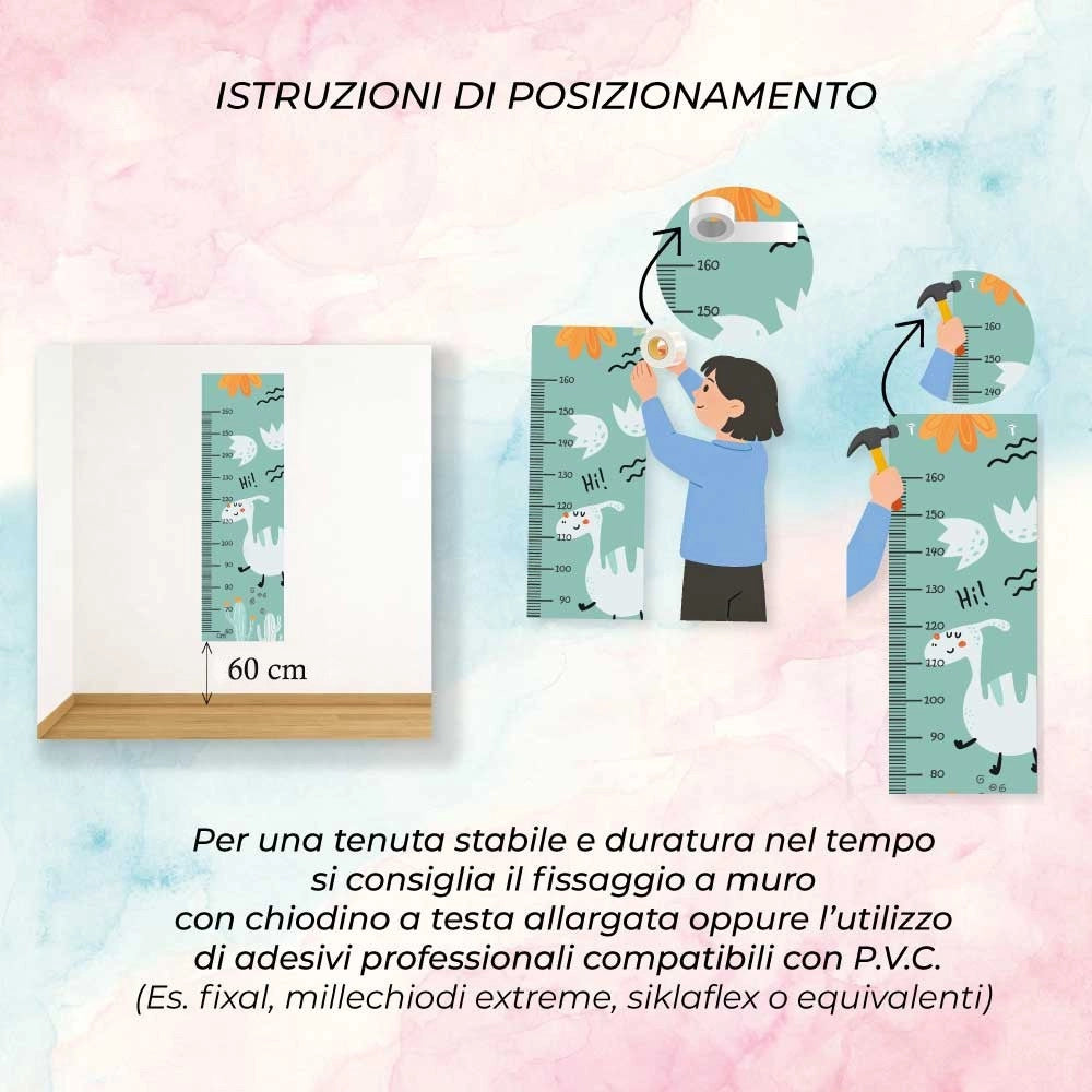 Metro Parete Misura Crescita Bambini in PVC 36x120 Cm Righello Grafico Altezza Muro Bimbi DIS_D