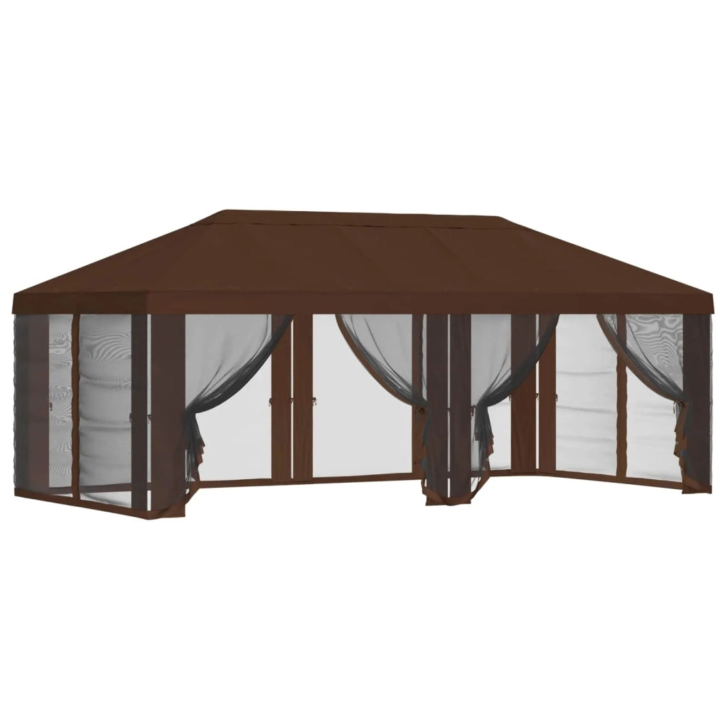 Copertura Gazebo con Pareti Laterali 6 x 3 m Marrone Poliestere 900421