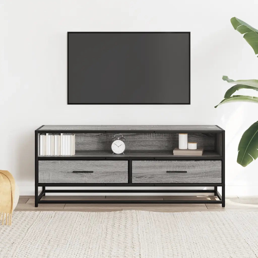 Mobile TV Grigio Sonoma 100x34,5x40cm Legno Multistrato Metallo