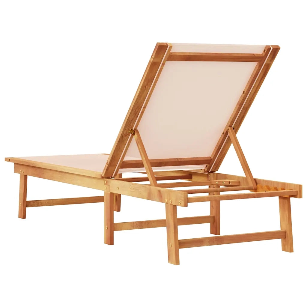 Lettino Prendisole | Sdraio da giardino | Lettino da sole Crema Legno Massello di Acacia e Textilene