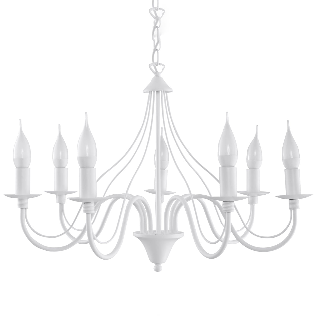 Lampadario Crimson Minerwa a 7 luci in acciaio bianco E14 LED Max 10W