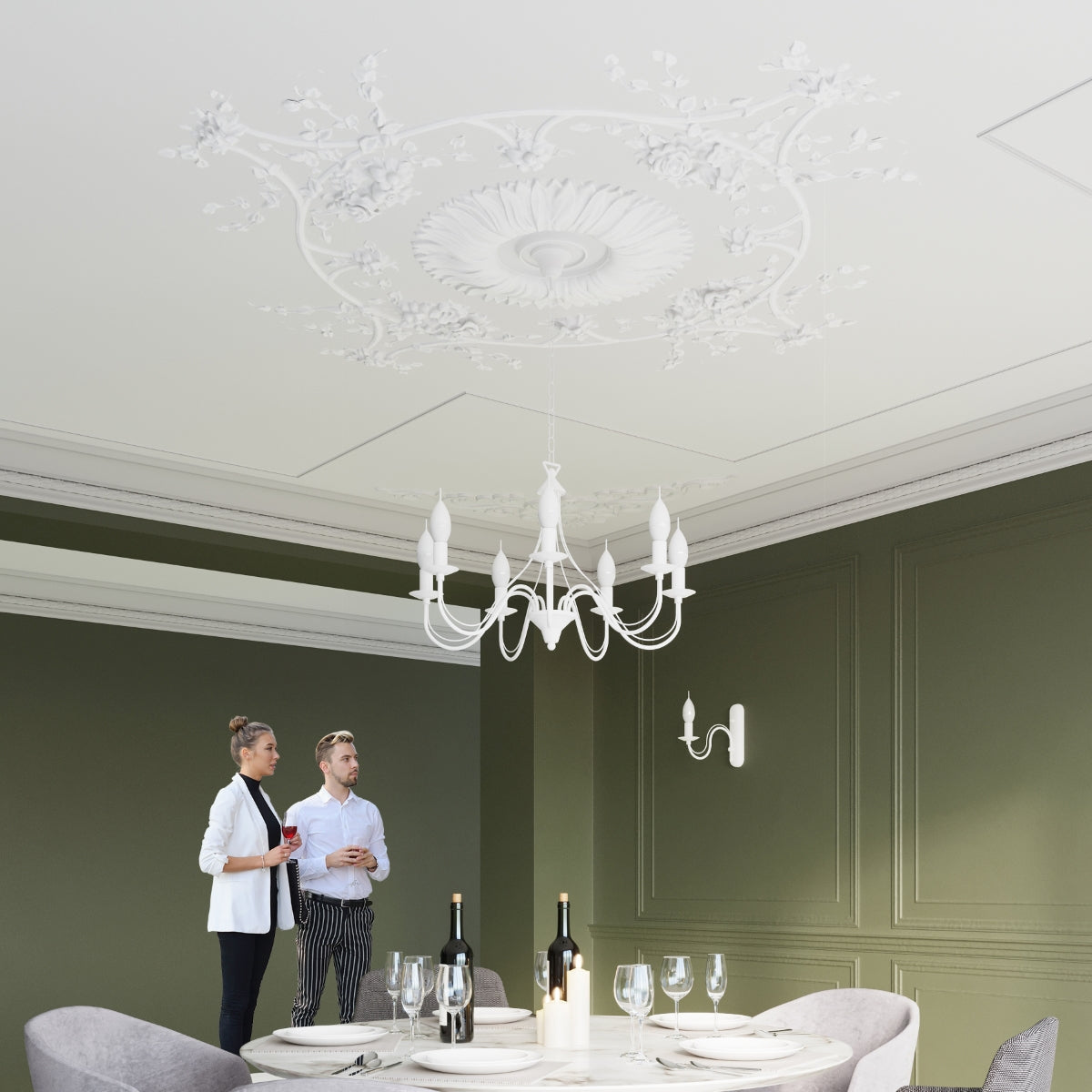 Lampadario Crimson Minerwa a 7 luci in acciaio bianco E14 LED Max 10W