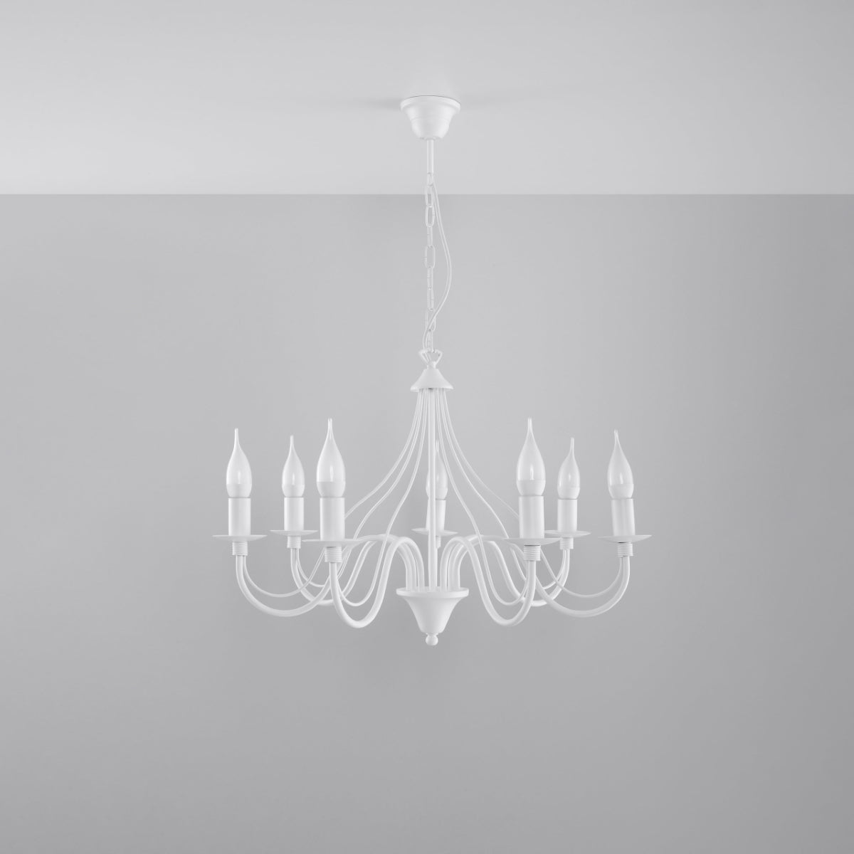 Lampadario Crimson Minerwa a 7 luci in acciaio bianco E14 LED Max 10W