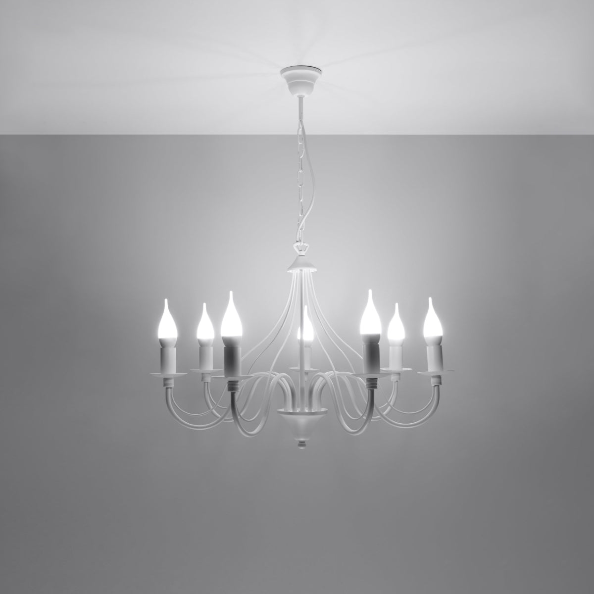 Lampadario Crimson Minerwa a 7 luci in acciaio bianco E14 LED Max 10W