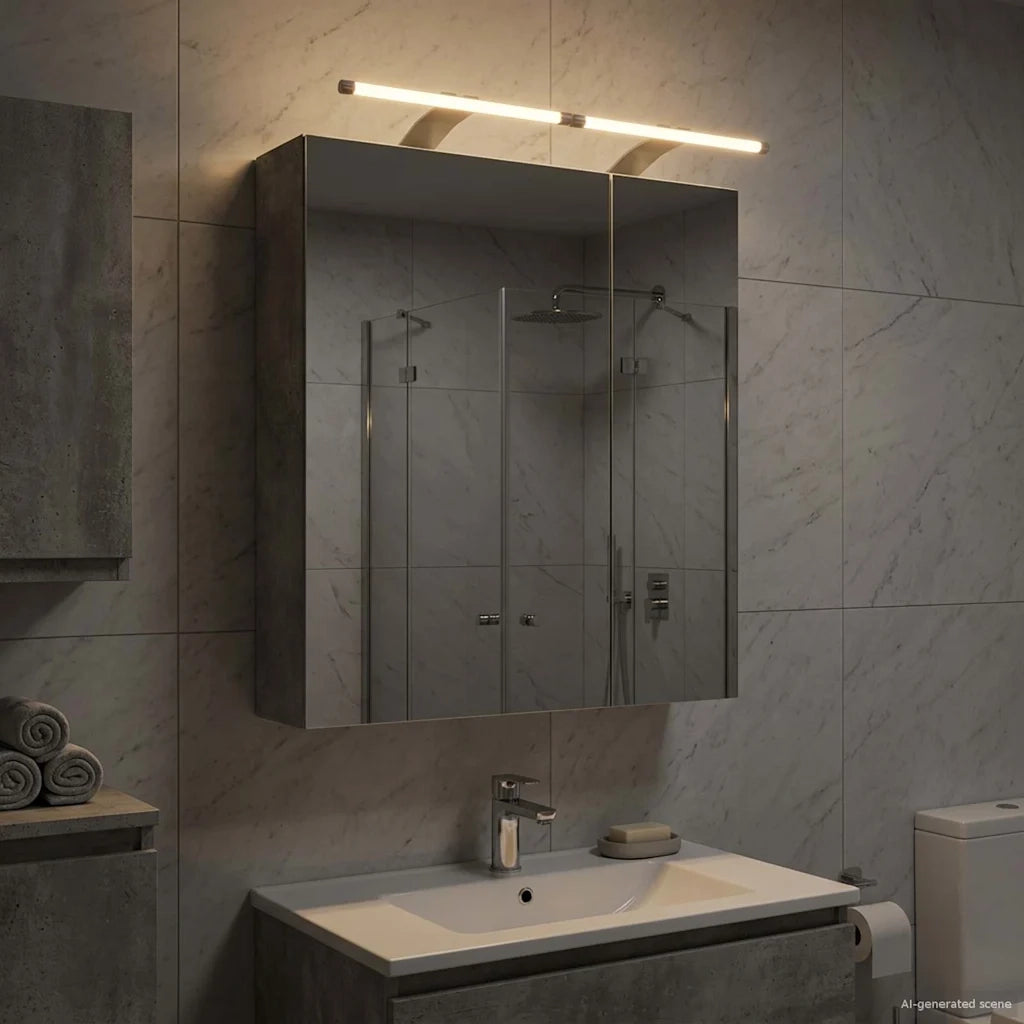 Mobiletto per specchio da bagno con lo scaffale Grigio cemento