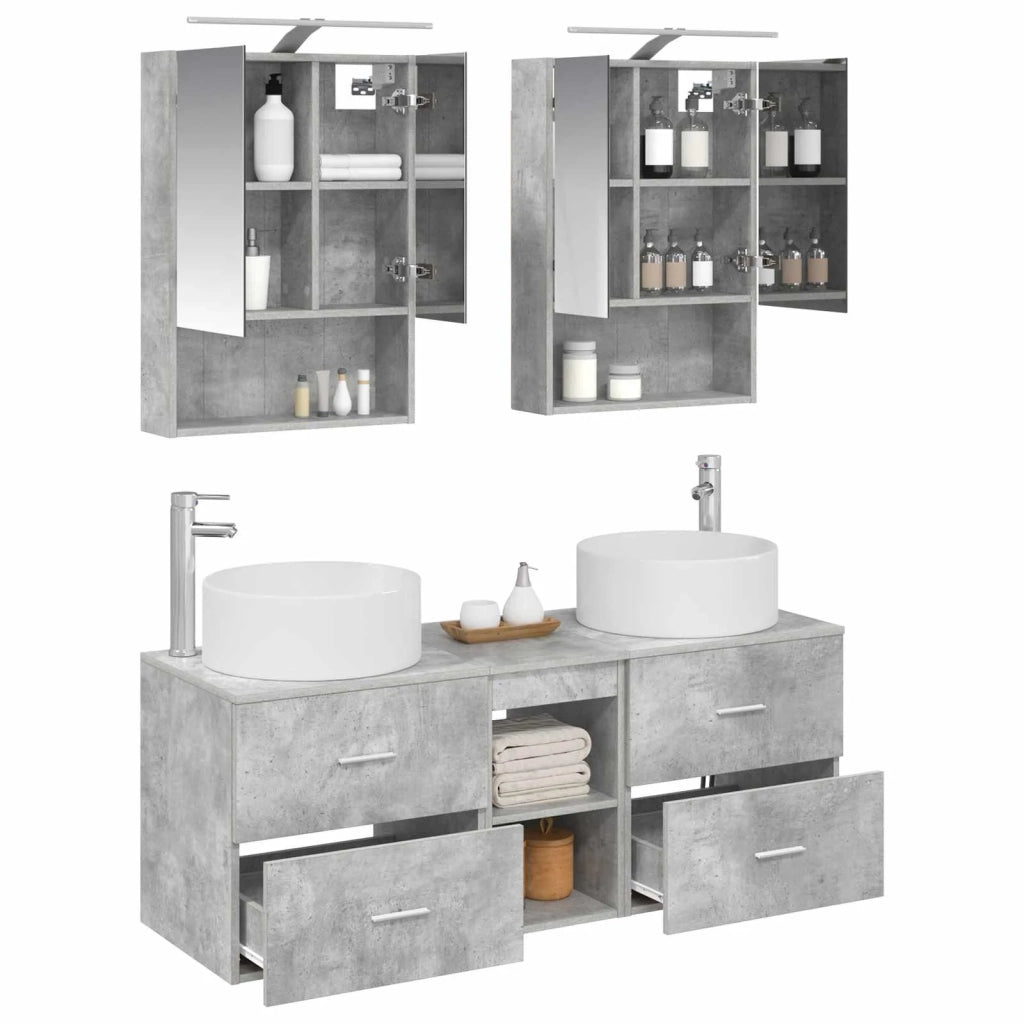 Set di mobili per il bagno 5 pcs Grigio Cemento 3407082