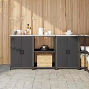 vidaXL Set di Stoccaggio per Cucina 3 pcs Nero 180 x 50 x 92 cm