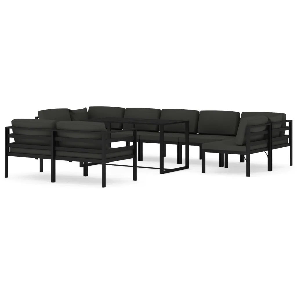 Set Divani da Giardino 10 pz con Cuscini in Alluminio Antracite cod mxl 35802