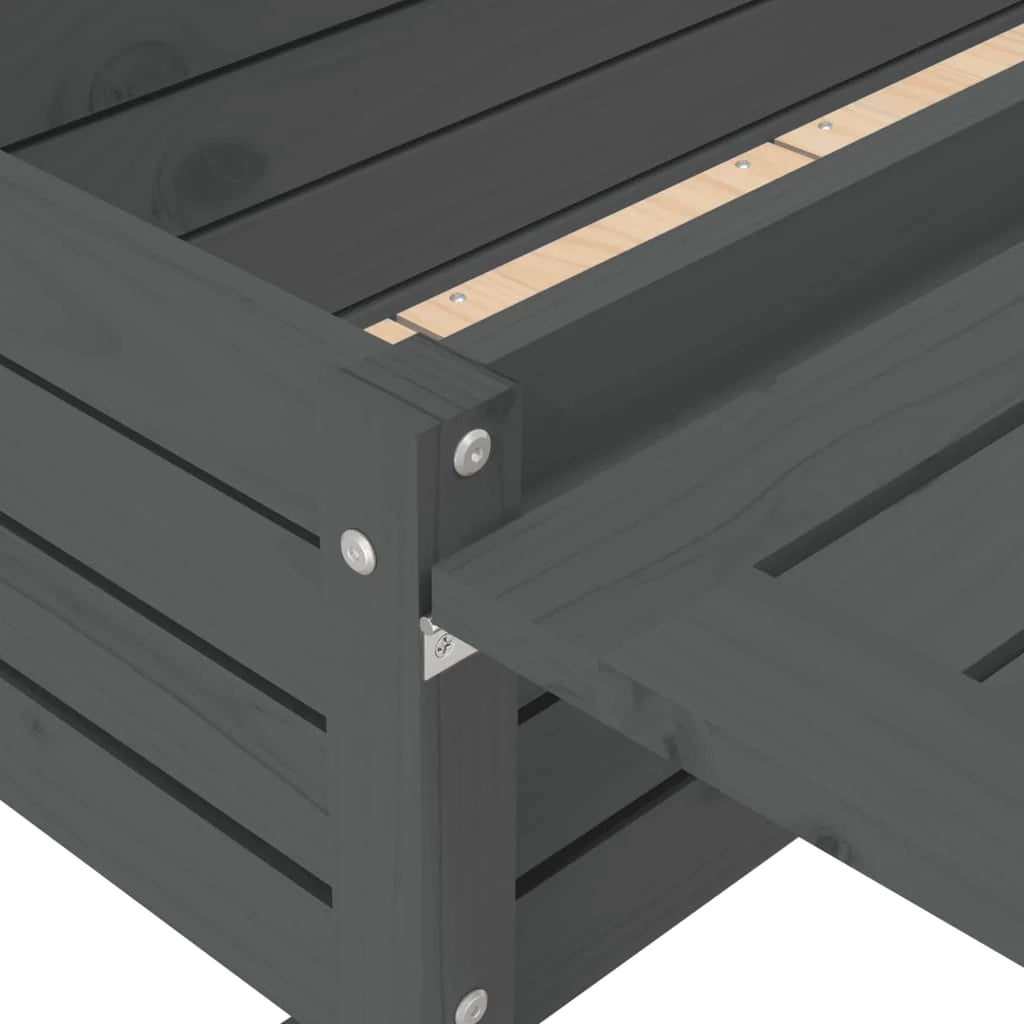 Aiuola rialzata/fioriera con piano pieghevole legno di pino massiccio grigio 02_0038582