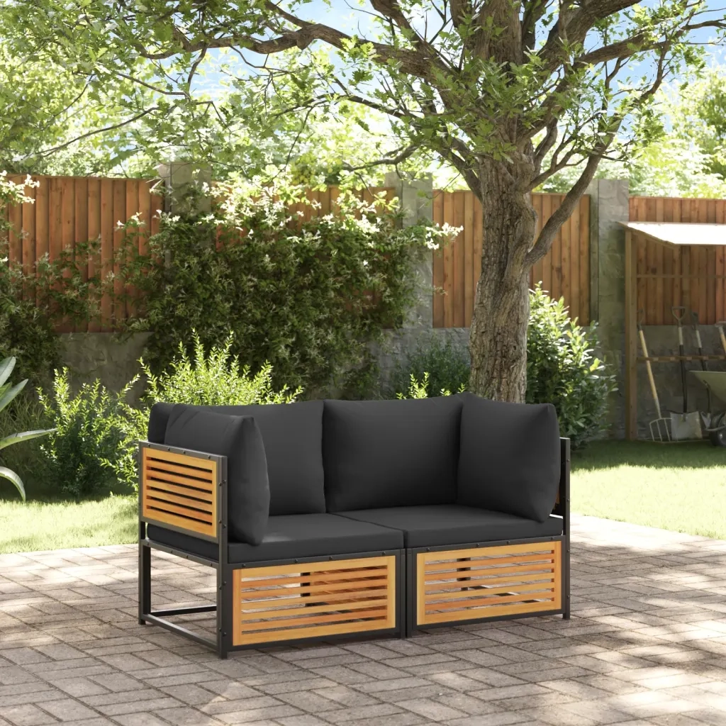 Divano Angolare Giardino con Cuscini-Sofa da Giardino-Divanetto da esterno Legno Massello di Acacia 773503