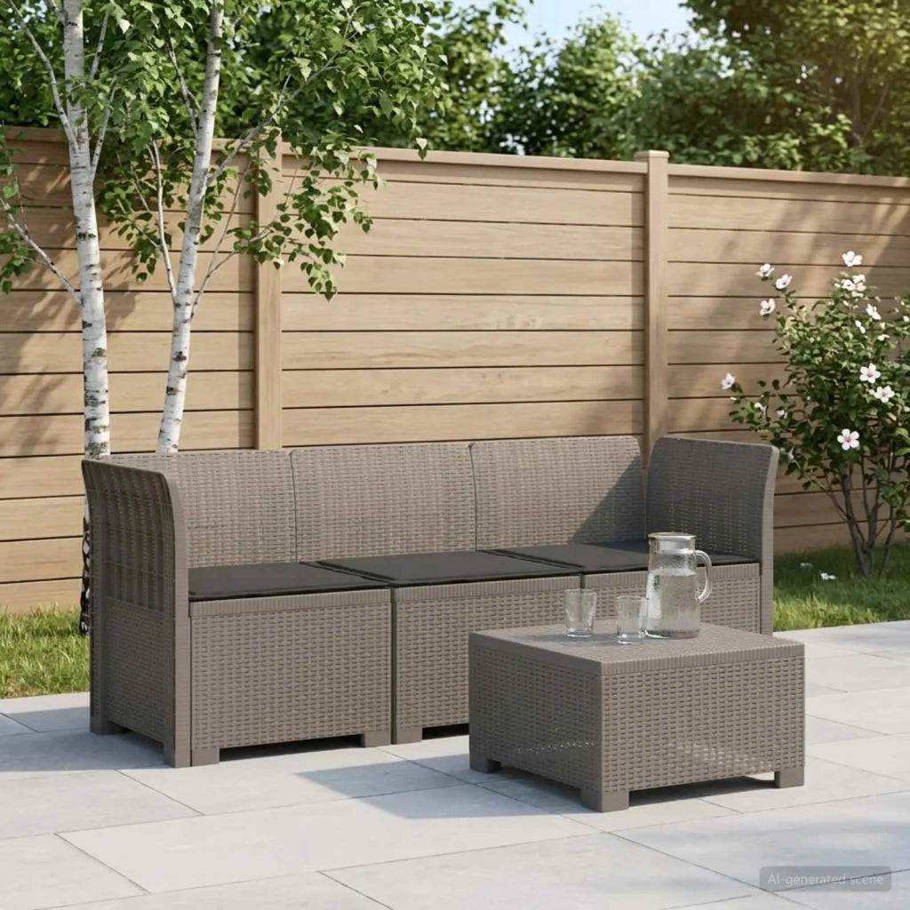 Divano da esterno-Divano da Giardino 3 posti con cuscini in look rattan PP 838381