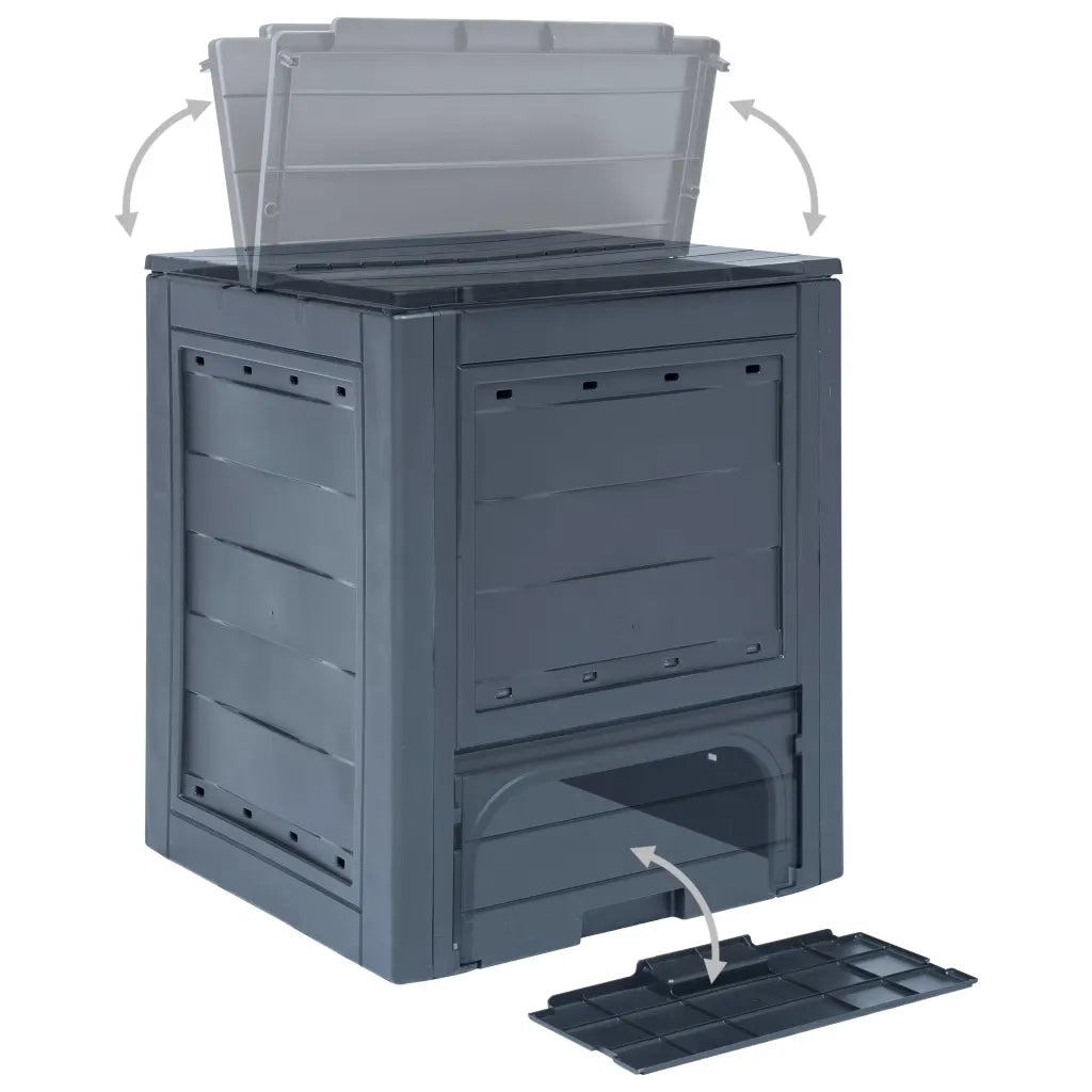 Compostiere per Giardino 2 pz Grigio 60x60x73 cm 520 L