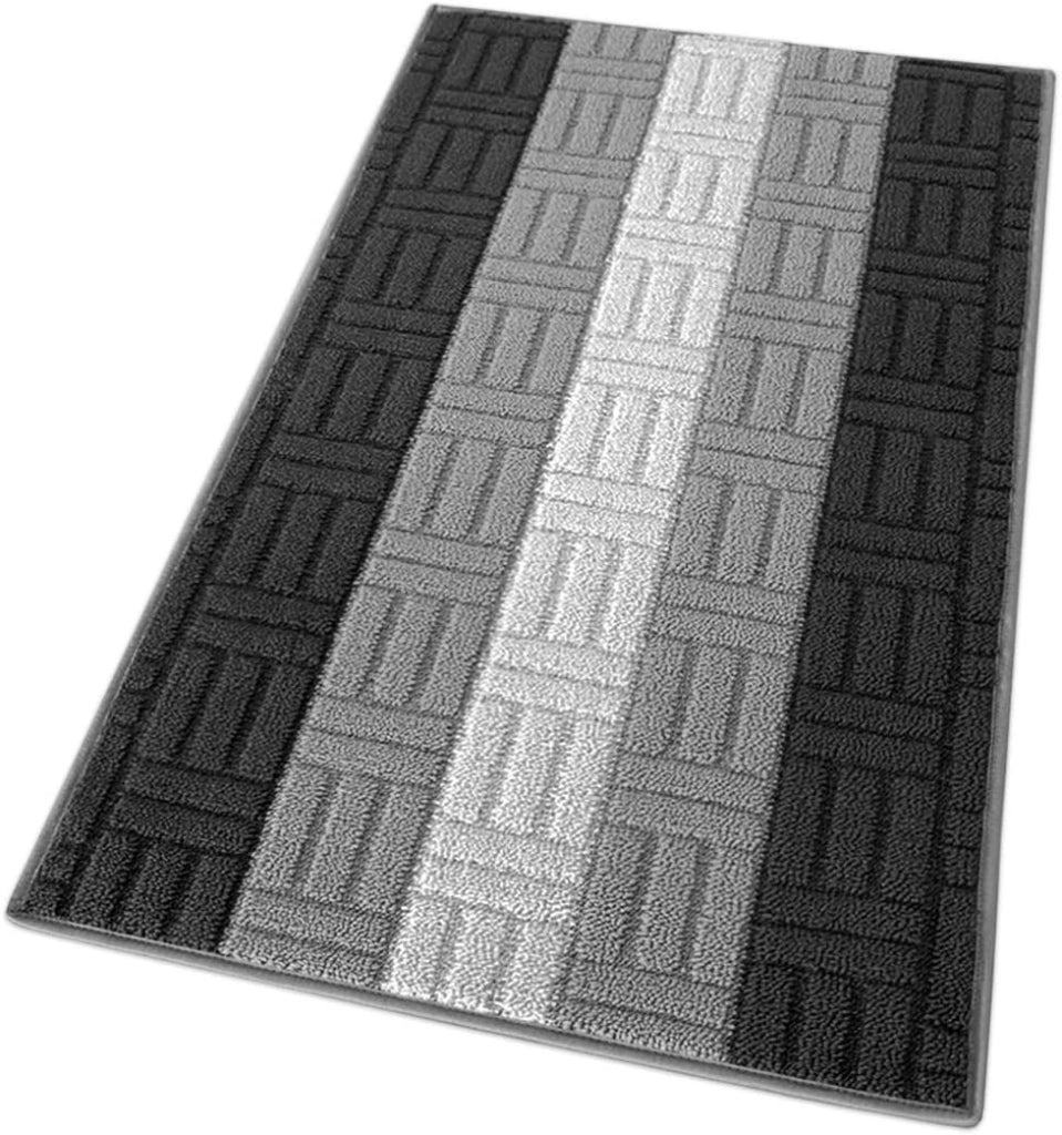 Tappeto Cucina Tessitura 3D Grigio Bordato Assorbente Antiscivolo 50x100 cm