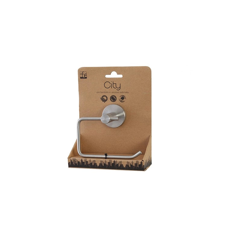 Portarotolo carta igienica da parete in acciaio inox satinato Linea City Feridras