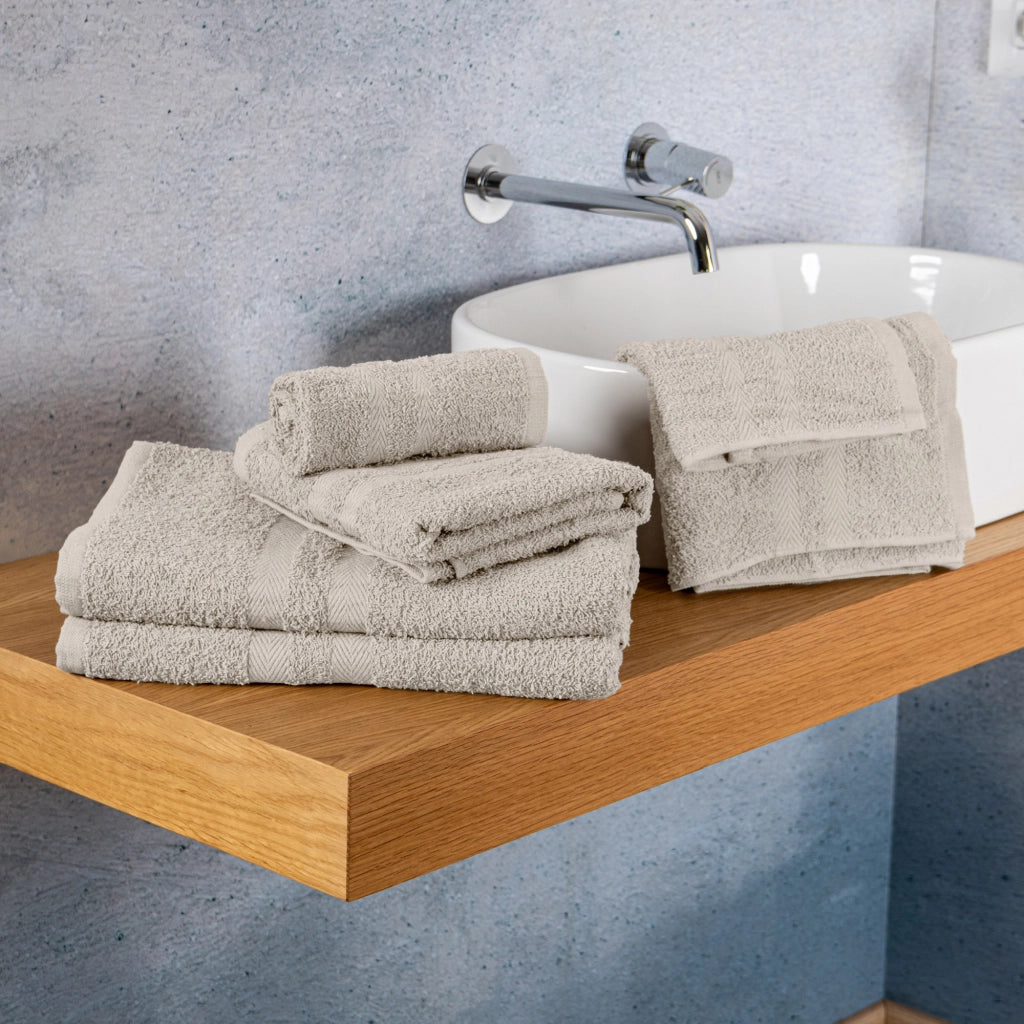 Set Asciugamani Bagno 6 Pezzi in Spugna di Cotone 400 g/m², 2 Teli 70x140 cm, 2 Asciugamani 50x90 cm e 2 Ospiti 30x50 cm, Morbidi e Assorbenti Panna