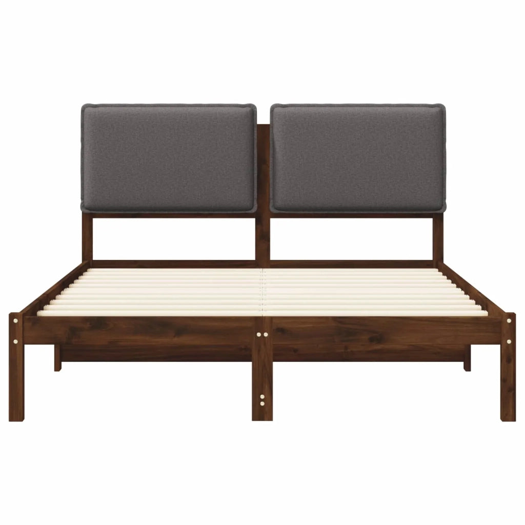 Letto con Testiera Rivestita Marrone scuro e grigio chiaro 903902