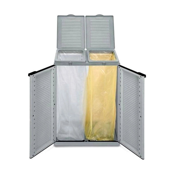 Terry 75048 EcoLine 2 Contenitore per Raccolta Differenziata 2 Portasacco 110 L 68x39x88,7 cm colore Grigio Nero