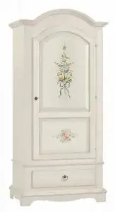 Armadio in legno massiccio Shabby chicbianco decorato a mano