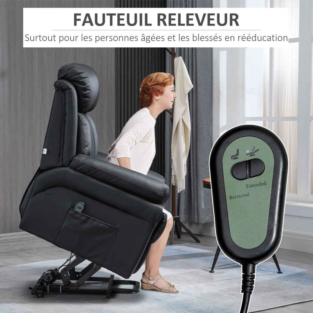 Poltrona Elettrica Reclinabile ¨C Zephmum ¨C Tessuto Sintetico Nero