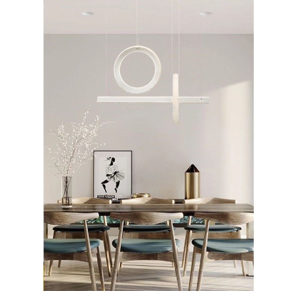 Trade Shop - Lampadario Led 80w Sospensione Luce Fredda Naturale Calda Effetto Cristallo Lp-23b -
