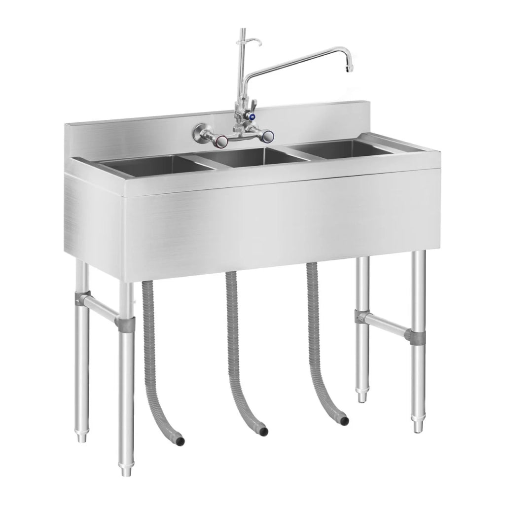Lavello professionale a 3 vasche 100 x 50 x 97 cm acciaio inox 14_0001591