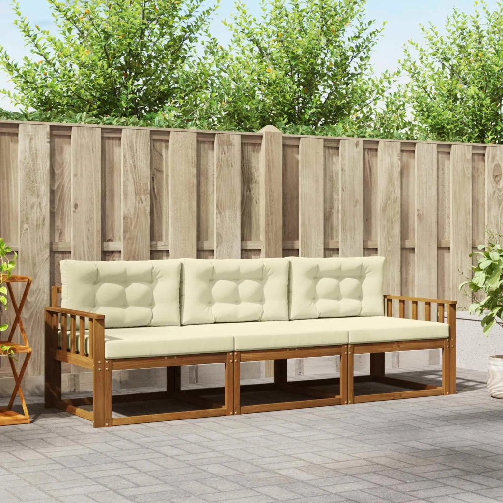 Set di divani da esterno con cuscino 3 pcs Naturale e Crema