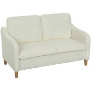Divano 2 Posti Moderno con Cuscini Spessi e Rivestimento Sherpa, 137x69x82 cm, Crema