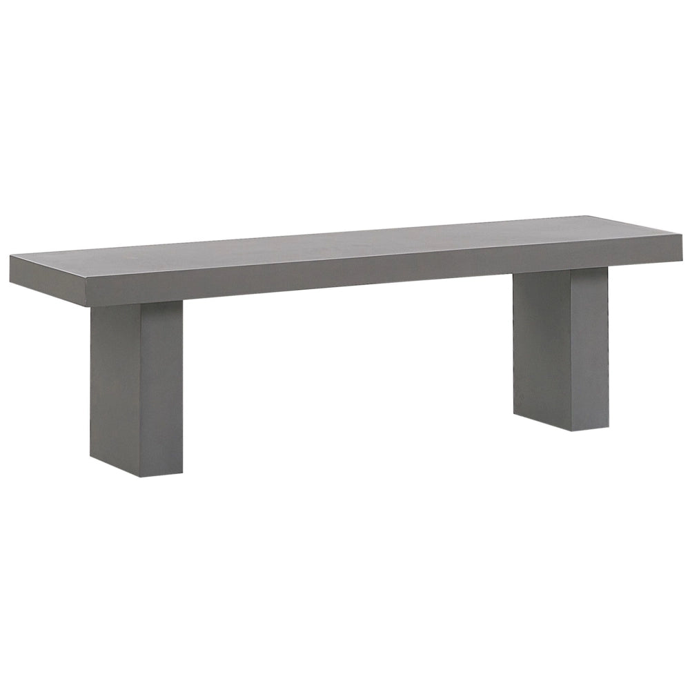 Set da pranzo da giardino Tavolo rettangolare in cemento grigio 2 panche 2 sgabelli 6 posti resistente all'acqua