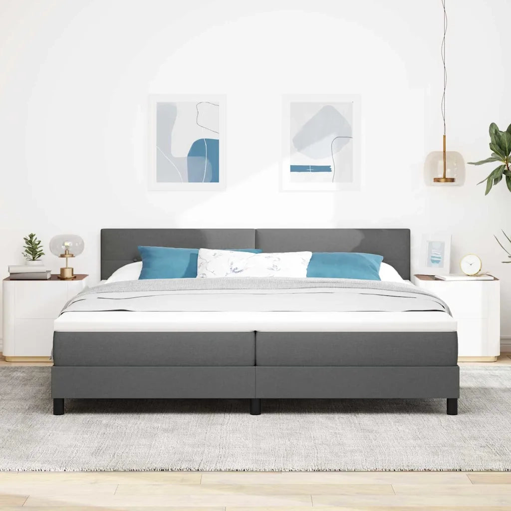 Letto a molle con strisce LED Grigio scuro 200 x 200 cm Tessuto 3342234