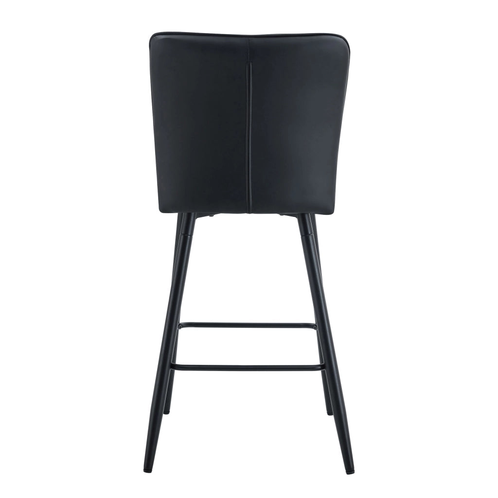 Sgabello da bar 2 pezzi con schienale ergonomico e poggiapiedi, in pelle PU e metallo, nero, 101 cm
