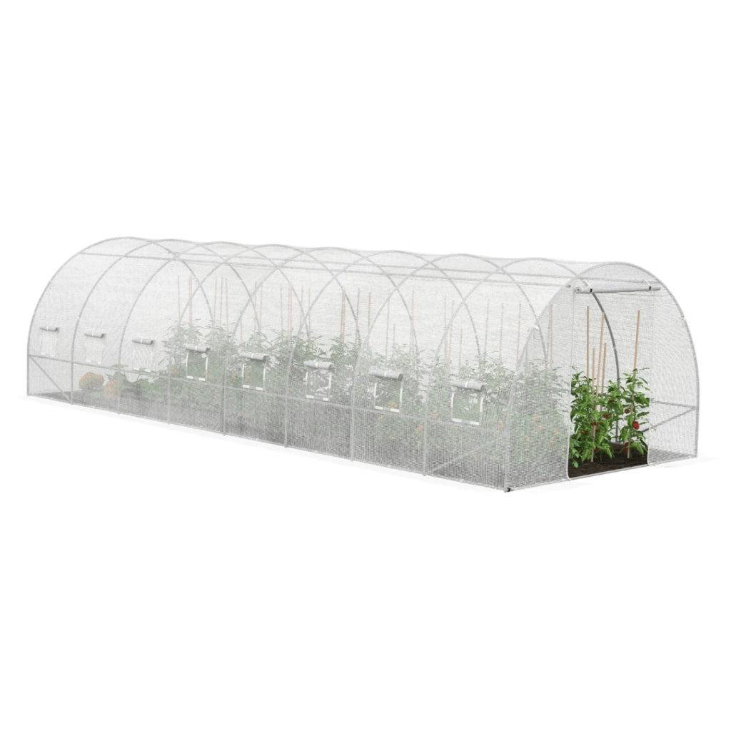 IDMarket - Telone di ricambio per serra da giardino a tunnel da 24 m² (8 x 3 x 2 m), anti-UV, con porta e finestre, modello DES ANDES, bian