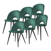 Set Karijoki di 6 Sedie Imbottite da Sala Pranzo Effetto Velluto - Verde Scuro / Nero [en.casa]