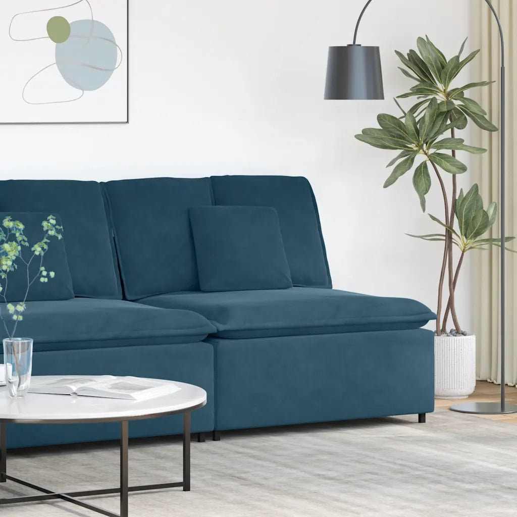 Modulo Centrale Divano Modulare con Cuscini Blu 100 cm CFW1826898