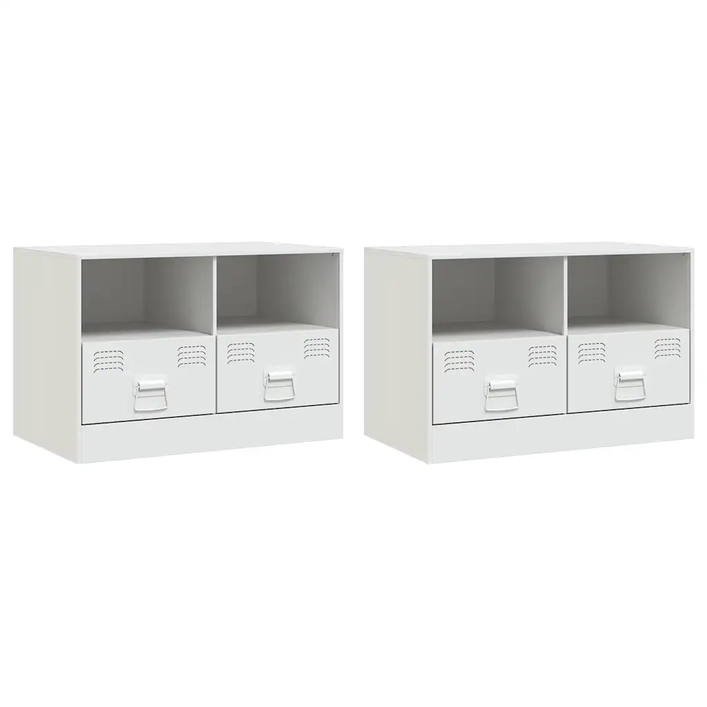 Mobili TV 2 pz Bianchi 67x39x44 cm in Acciaio 841750