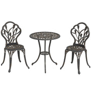 Set da Giardino 3 Pezzi con Sedie e Tavolo Rotondo ¨C Zephmum ¨C Bronzo