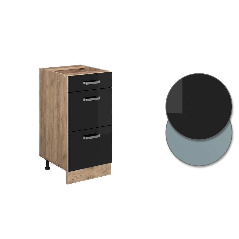 Vicco Mobiletto base per cucina Nero lucido 40 cm PL Marmo