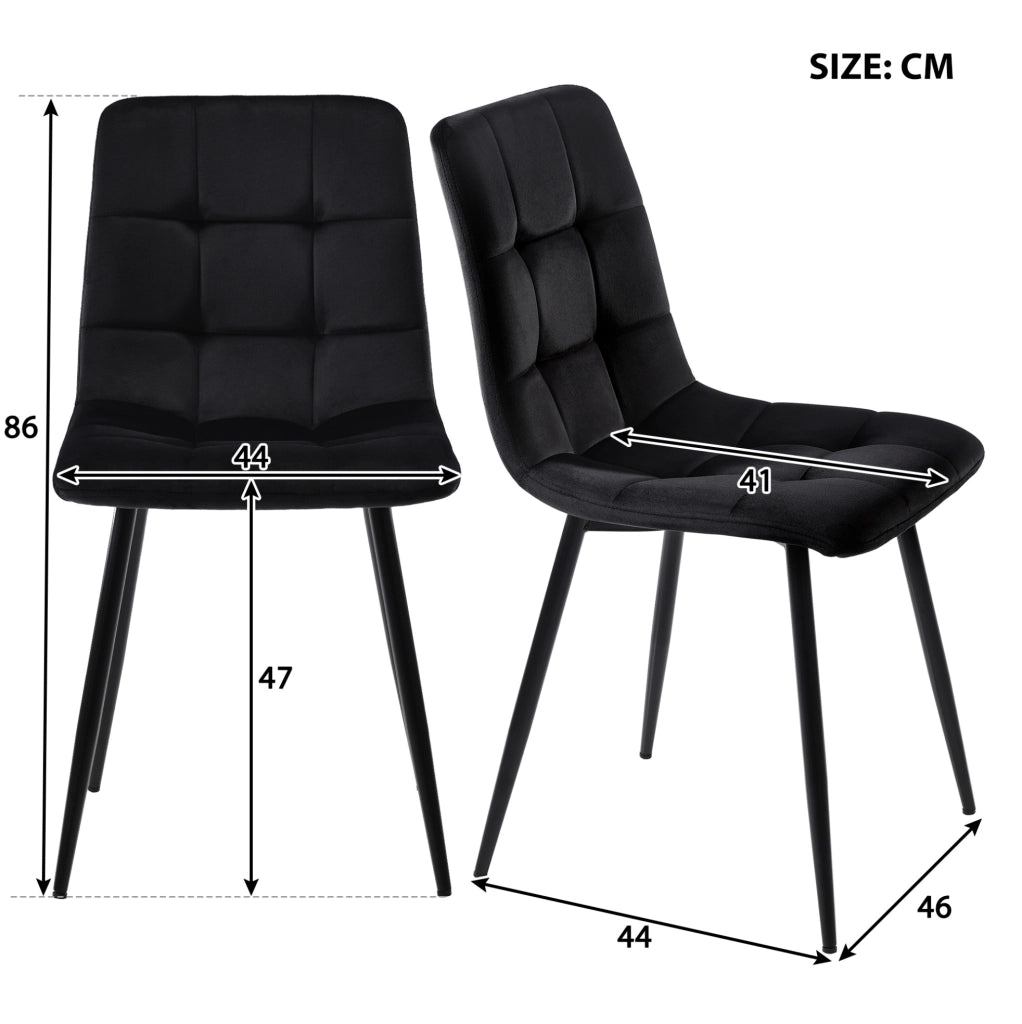 Set tavolo da pranzo 120x70 cm; stile moderno; MDF e velluto; nero
