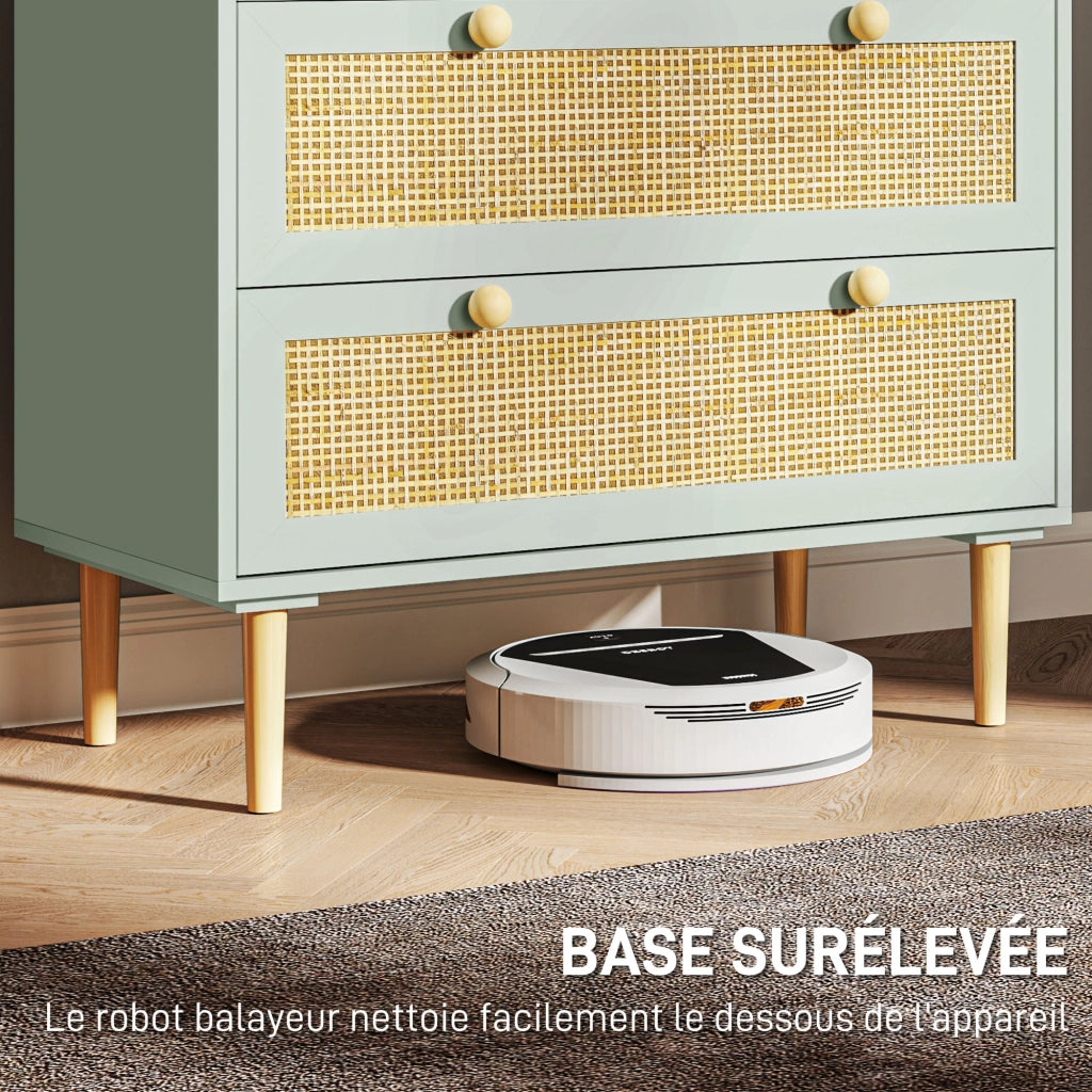 Cassettiera design boheme in rotino con 3 cassetti ¨C zephmum ¨C verde oliva