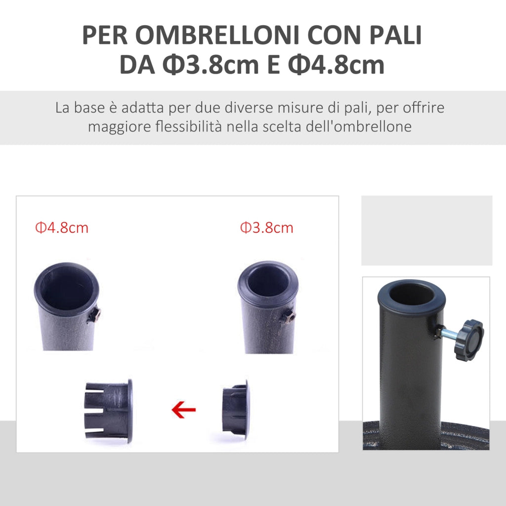Base per Ombrellone da Giardino 12kg Rotonda in Resina Marrone Ø44x33 cm