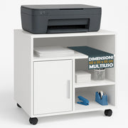 Mobile Porta Stampante Multiuso Salvaspazio 60x50x65 cm Legno Bianco