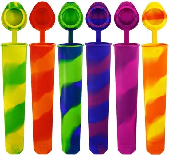 Forme di gelato in silicone con coperchi in 6 colori, tubi di yogurthervisibili, forme di ghiaccio pop