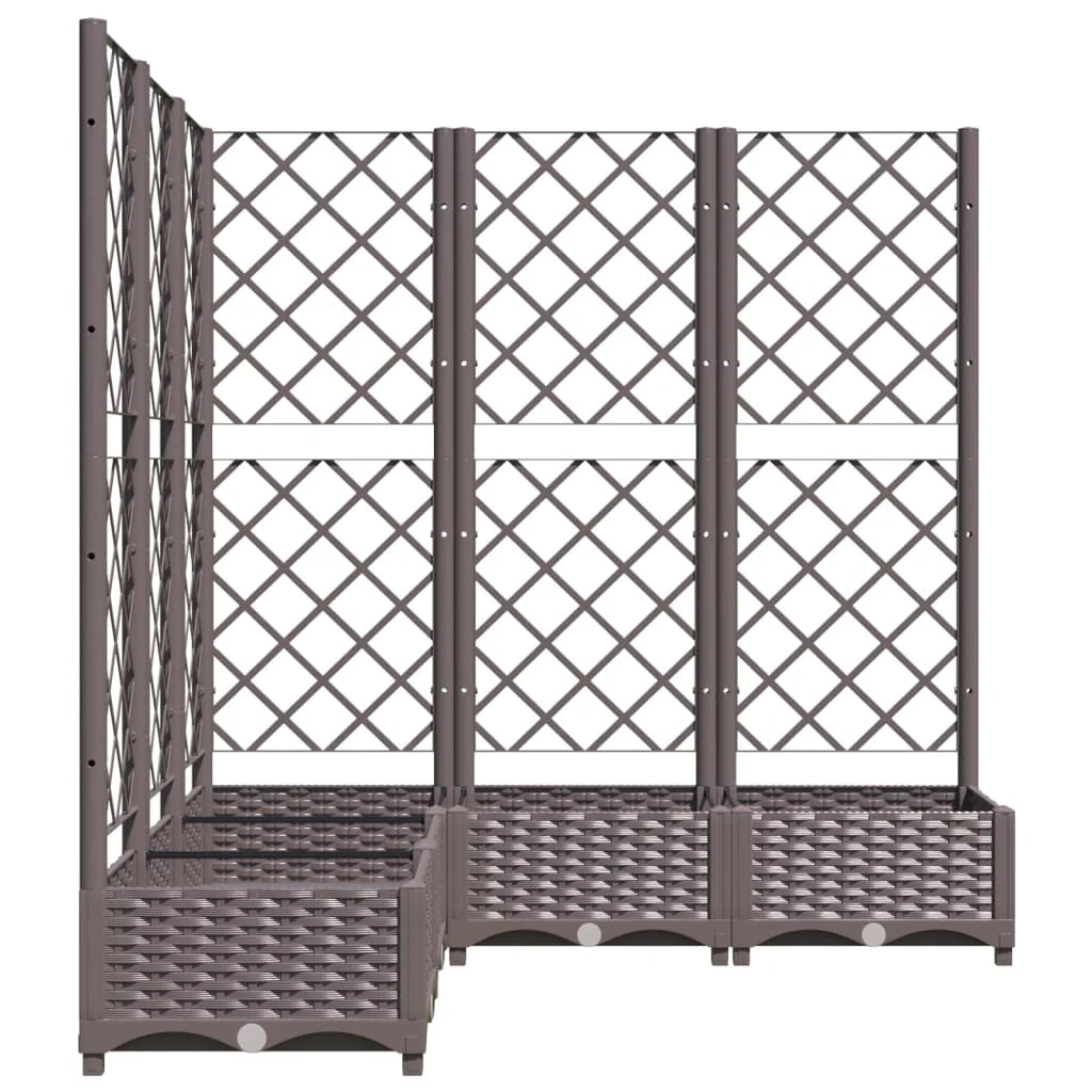 Fioriera rialzata per piante fiori patio giardino con traliccio 120 x 120 x 121,5 cm PP marrone 02_0038224