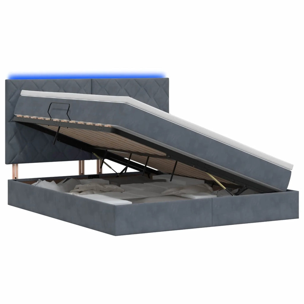 Letto con contenitore LED e materasso Grigio Scuro 140 x 200 cm 3460195