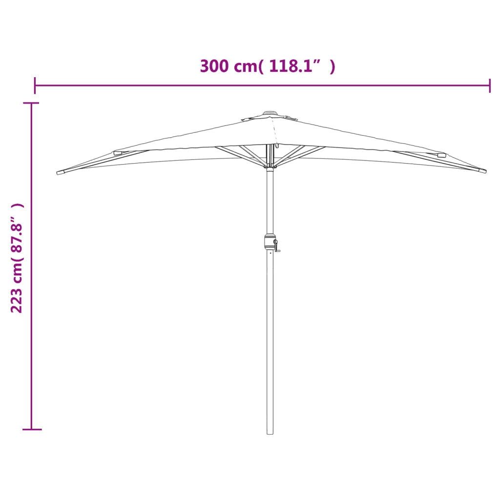 Ombrellone Balcone Palo Alluminio Antracite 300x155 cm a Metà 44593