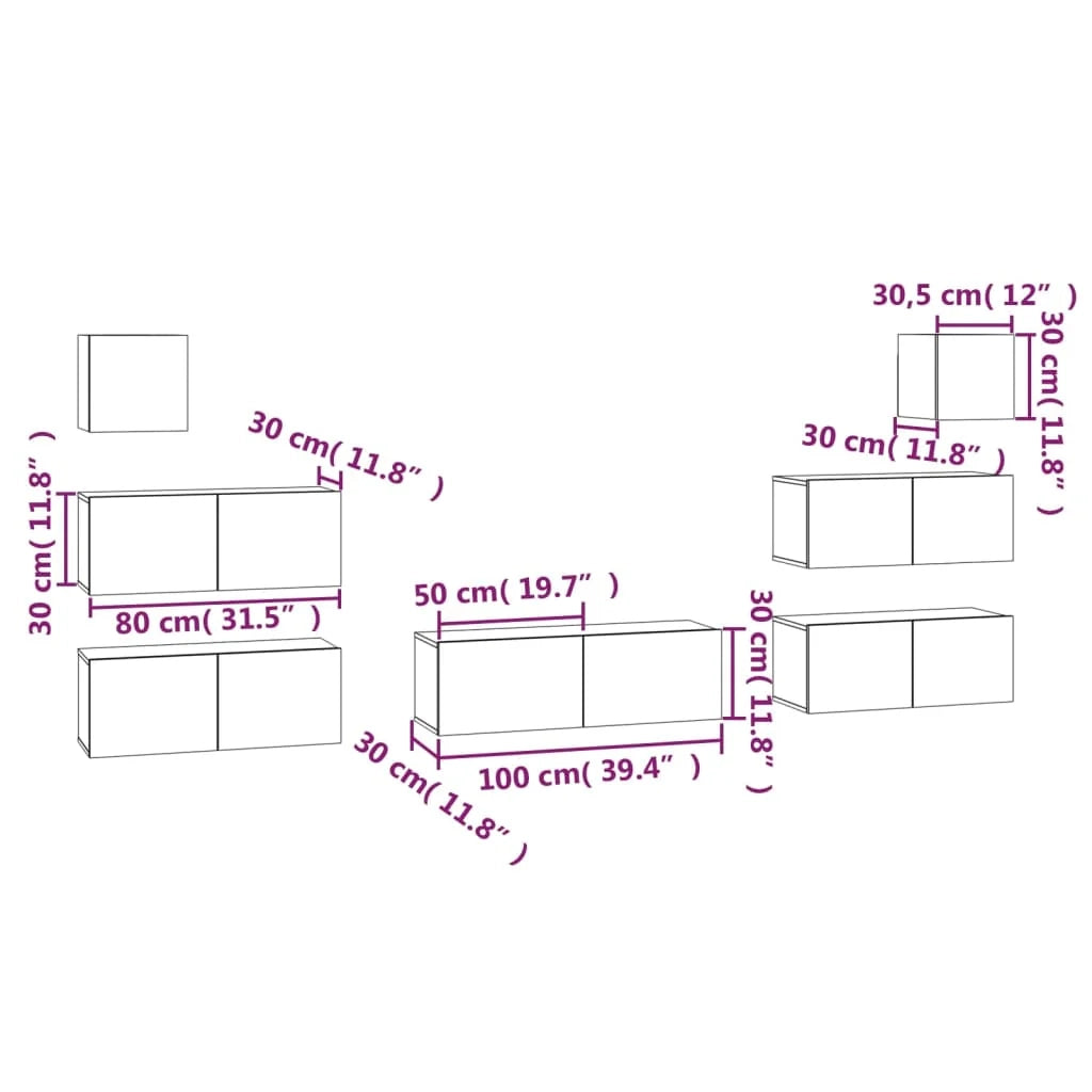 Set di mobili da 7 pezzi tra cui armadio credenza mobile TV televisore per soggiorno camera da letto salotto legno ingegnerizzato bianco 02_0025145