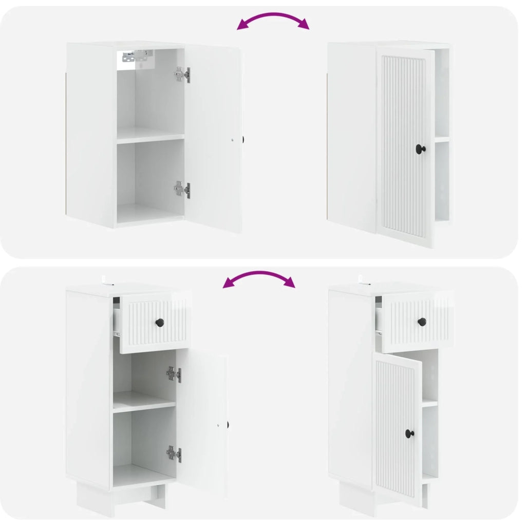 Set di armadietti da bagno in 3 pezzi EDE Bianco Lucido 3417742